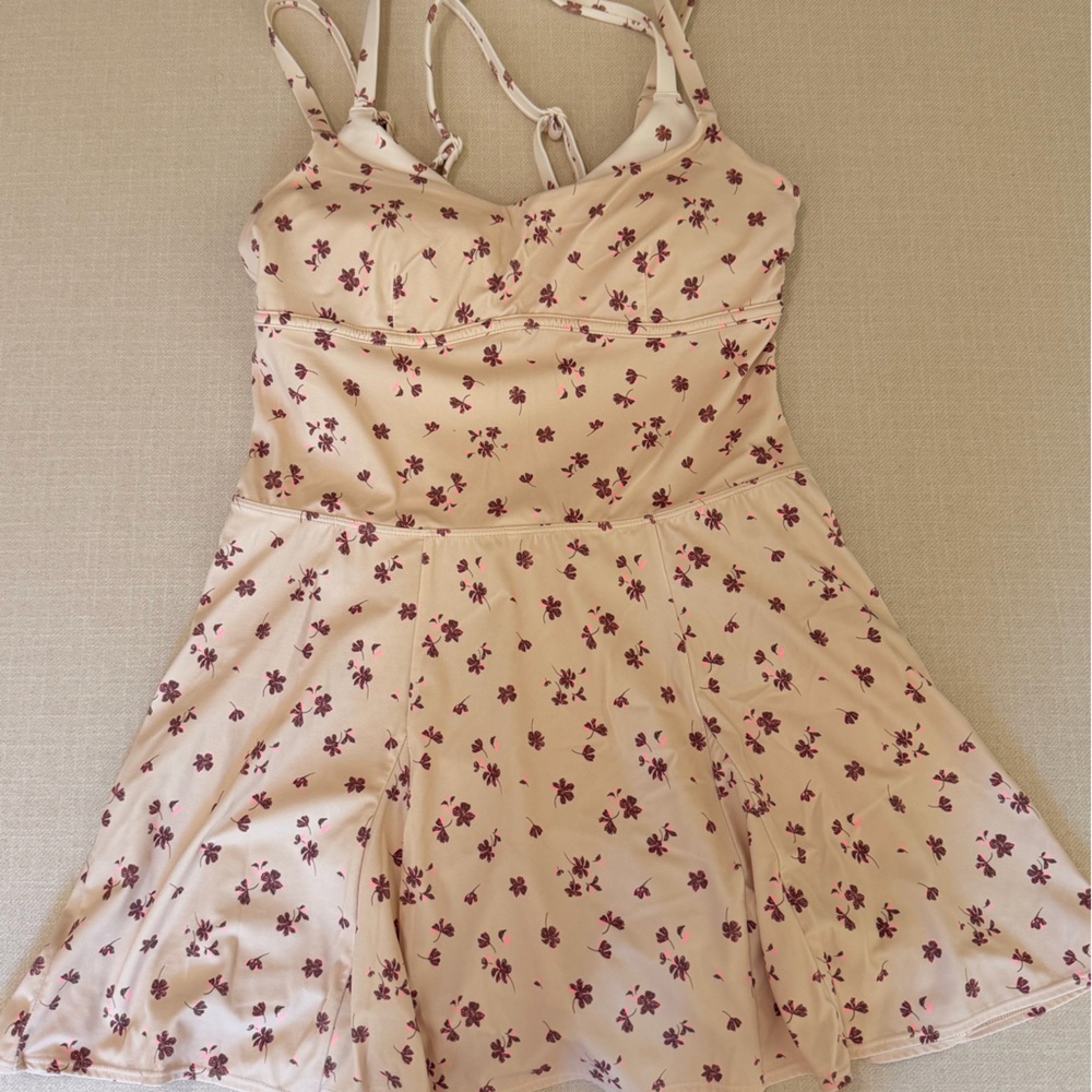 Flirty Floral Spaghetti Strap Sundress - Blush with Plum Flowers